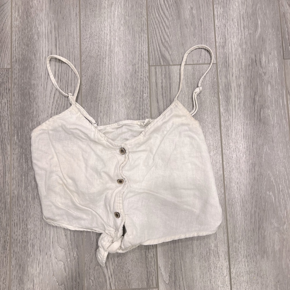 Garage white tank top crop